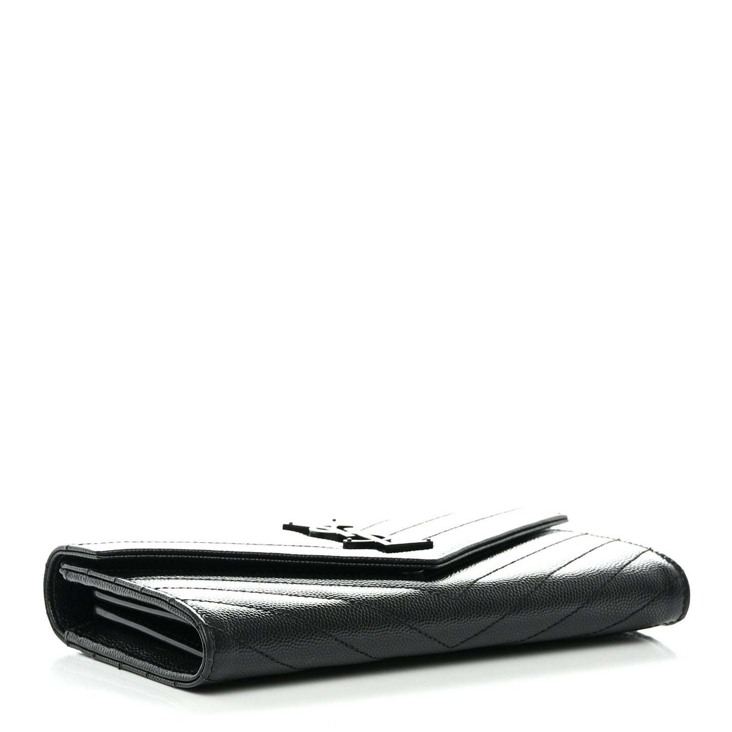 Grain De Poudre Matelasse Chevron Monogram Flap Wallet Black
