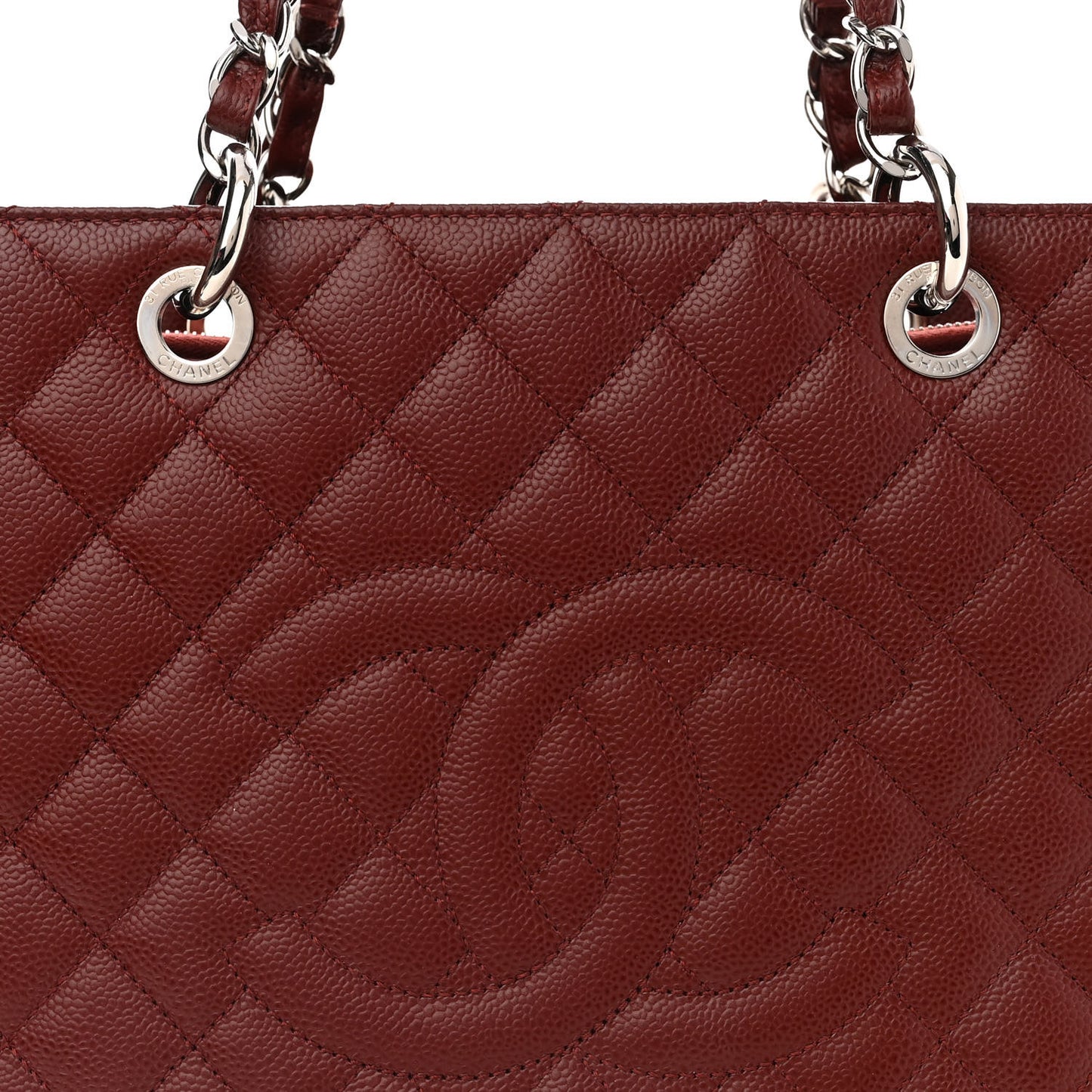 Caviar Quilted Grand Shopping Tote GST Dark Red