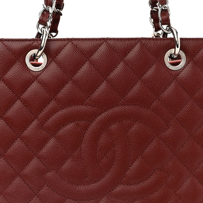 Chanel Caviar Quilted Grand Shopping Tote GST Dark Red 7 of 9