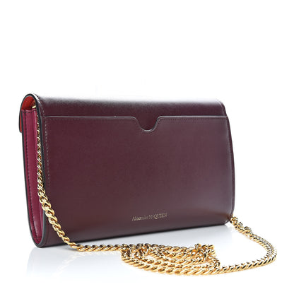 Alexander McQueen Calfskin Crystal Pin Envelope Wallet On Chain Red 3 of 9