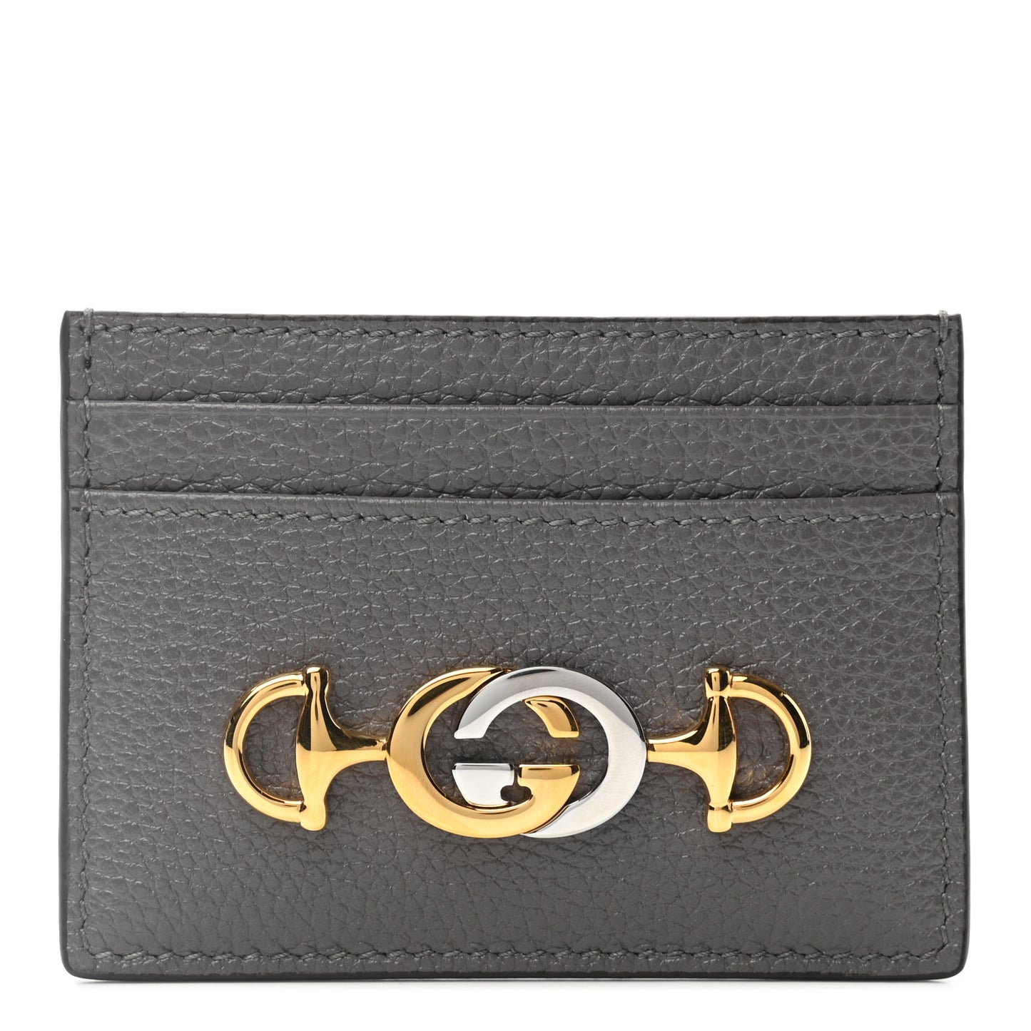 Grainy Calfskin Zumi Card Holder Dusty Grey