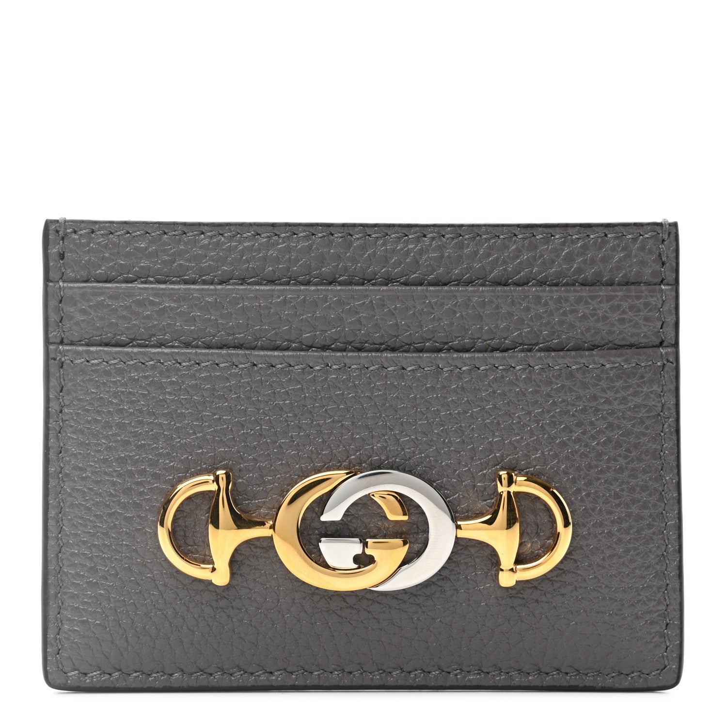 Gucci Grainy Calfskin Zumi Card Holder Dusty Grey 1 of 6