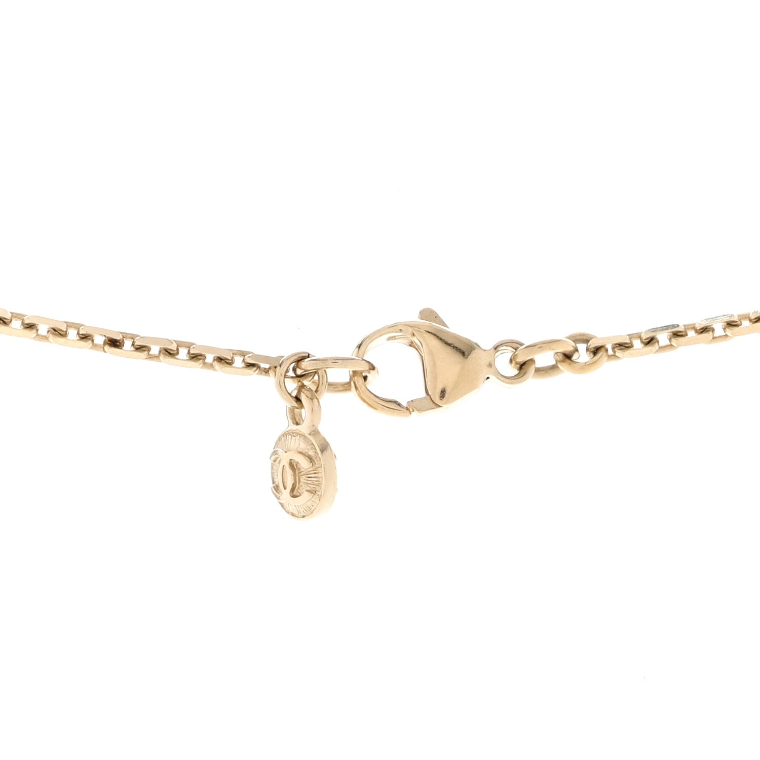 Chanel Crystal Textured CC Pendant Necklace Gold 6 of 7