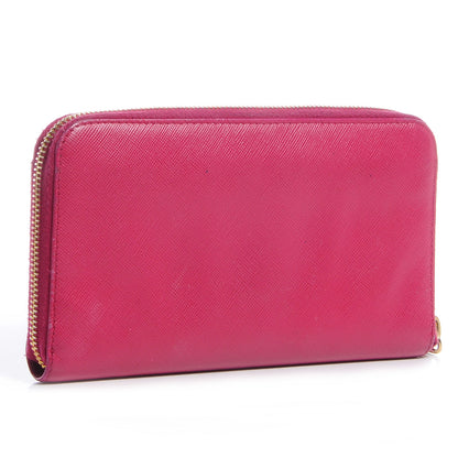 Prada Saffiano Metal Zip Around Wallet Ibisco 3 of 8
