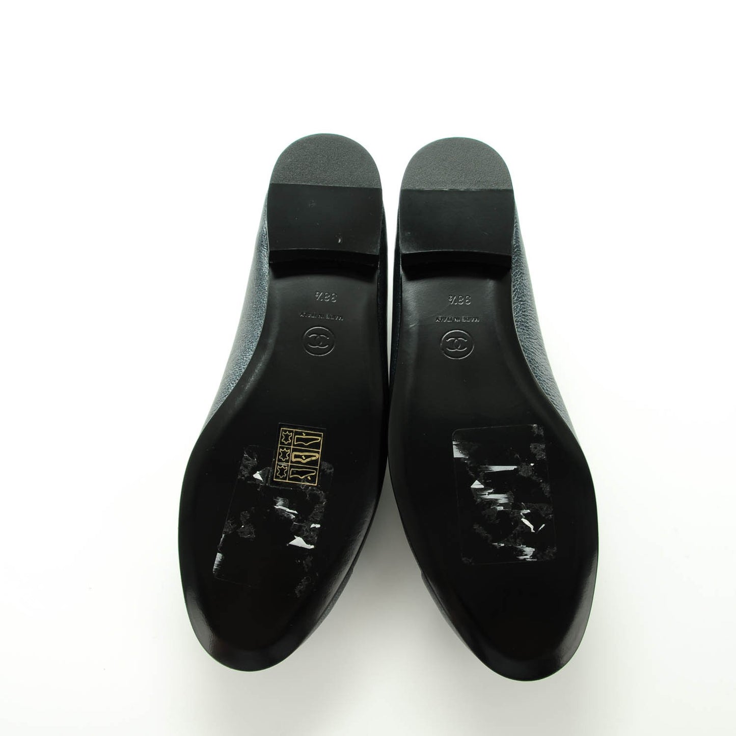 Metallic Calfskin Cap Toe CC Ballerina Flats 38.5 Grey