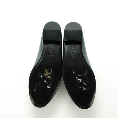 Chanel Metallic Calfskin Cap Toe CC Ballerina Flats 38.5 Grey 6 of 8