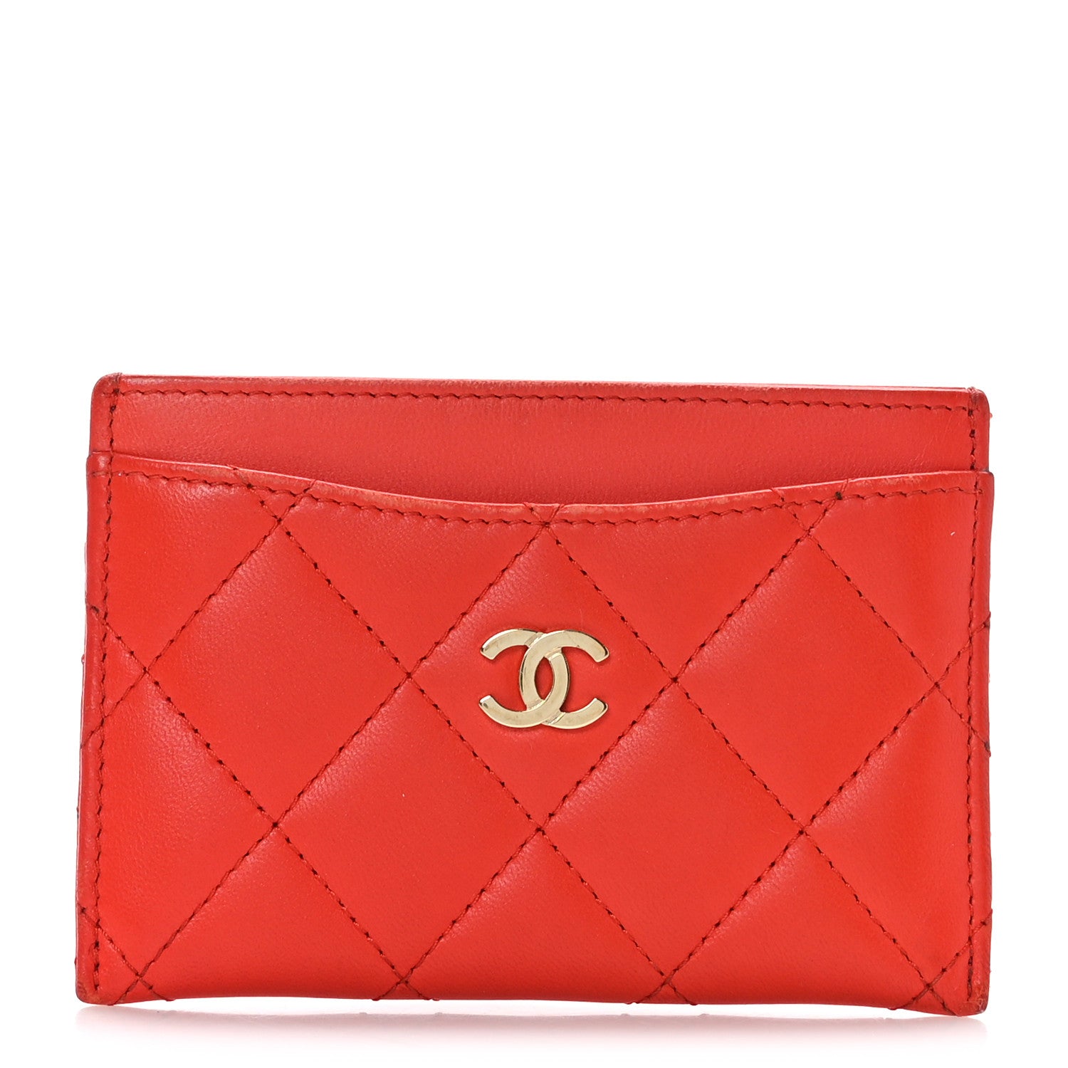 Chanel Lambskin Quilted Card Holder Red 1 of 6