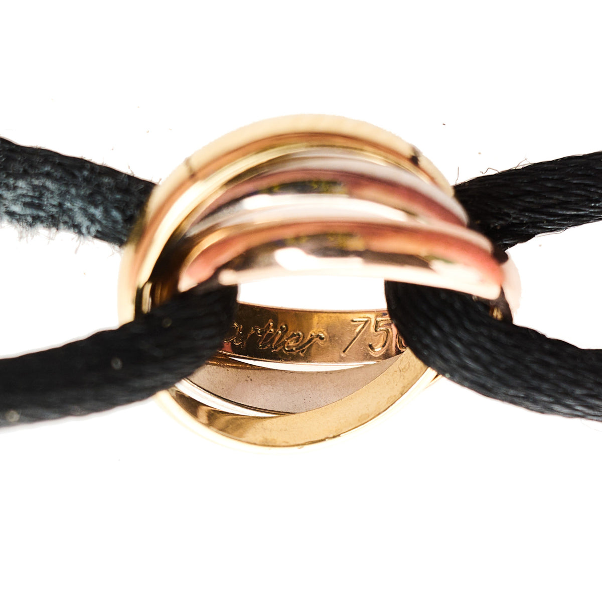 Cartier 18k Pink Yellow White Gold Trinity Adjustable Cord Bracelet Black 7 of 7