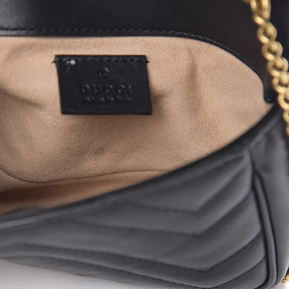 Gucci Calfskin Matelasse Super Mini GG Marmont Shoulder Bag Black 11 of 15