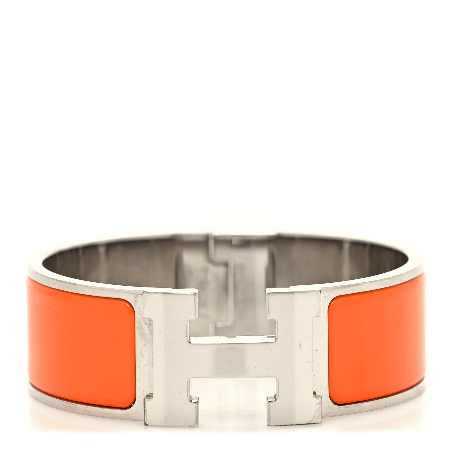 Hermes Enamel Wide Clic Clac H Bracelet GM Orange 1 of 5
