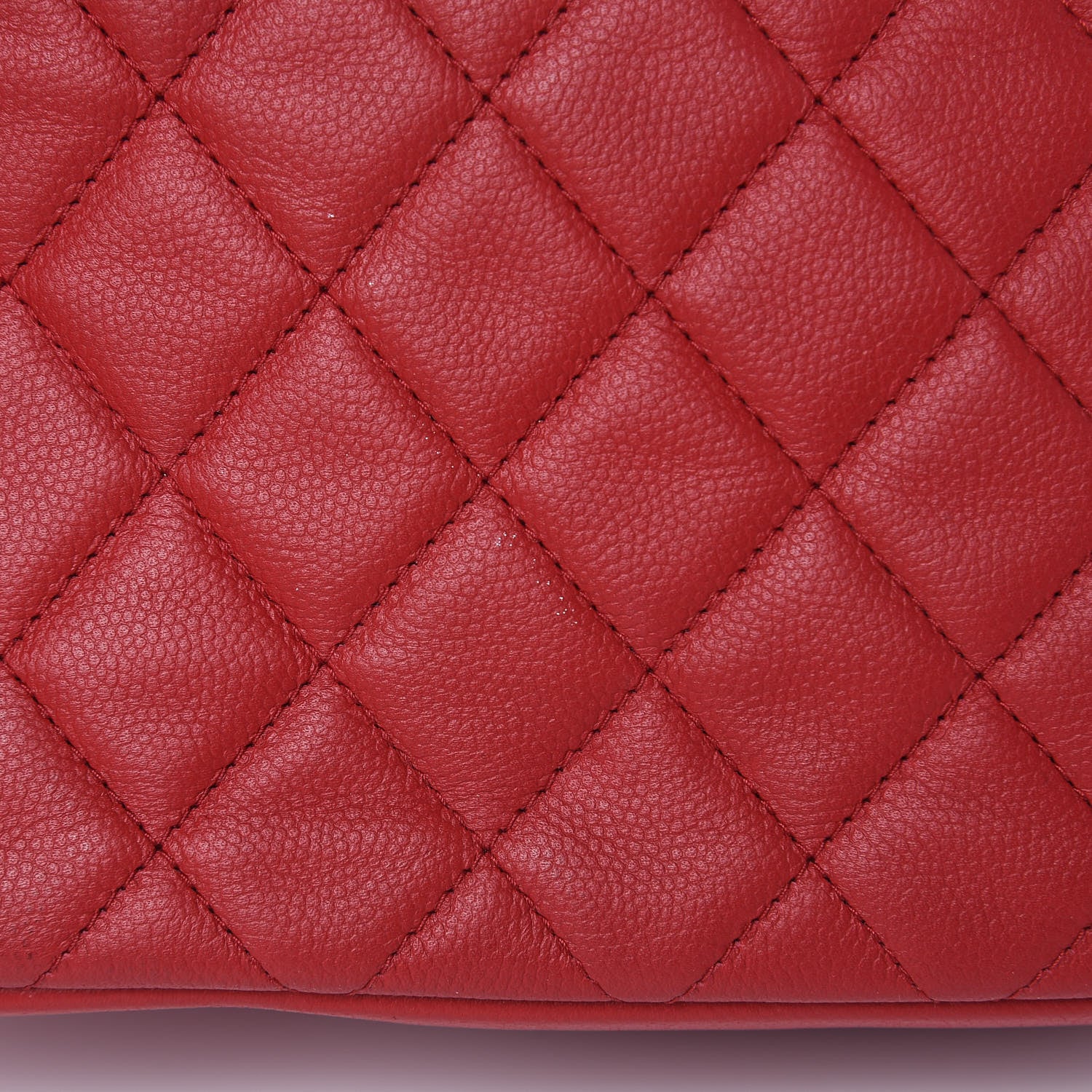 Chanel Caviar Quilted Curvy Pouch Cosmetic Case Red 13 of 14