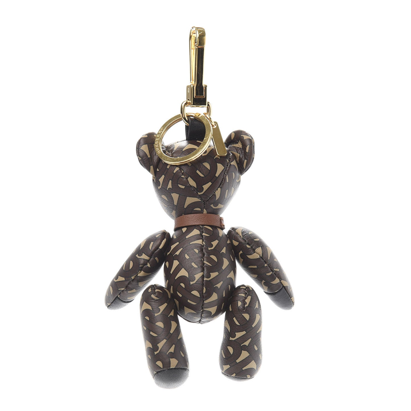 Calfskin Print Monogram Thomas Bear Bag Charm Bridle Brown