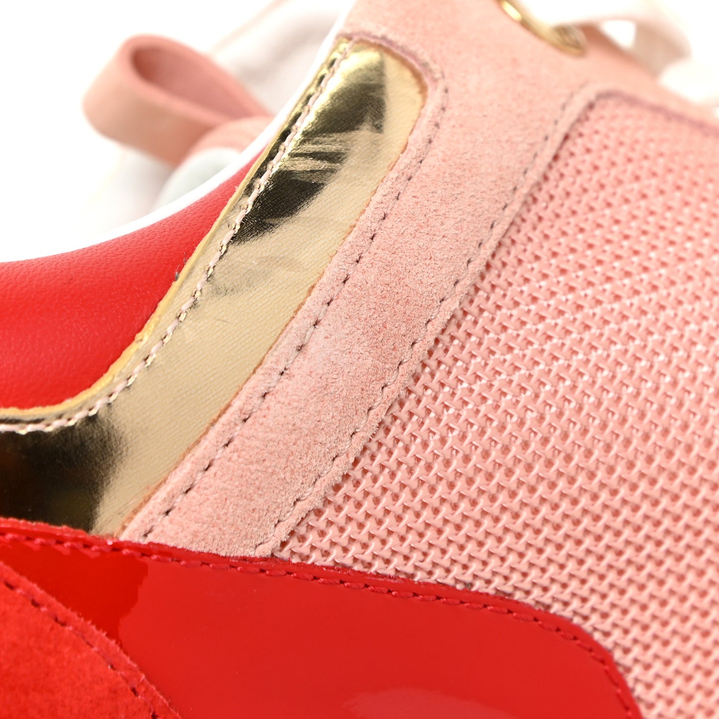 Suede Calfskin Run Away Sneakers 38.5 Rouge Pink