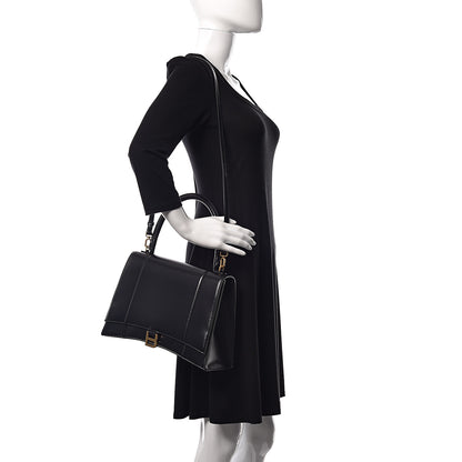 Balenciaga Shiny Box Calfskin Medium Hourglass Top Handle Bag Black 2 of 10
