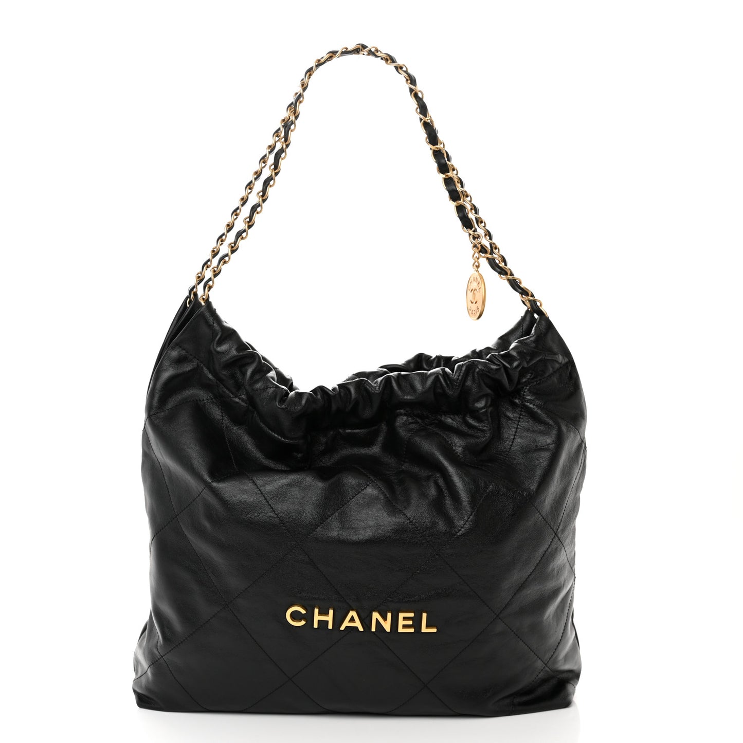 Shiny Calfskin Quilted Chanel 22 Black