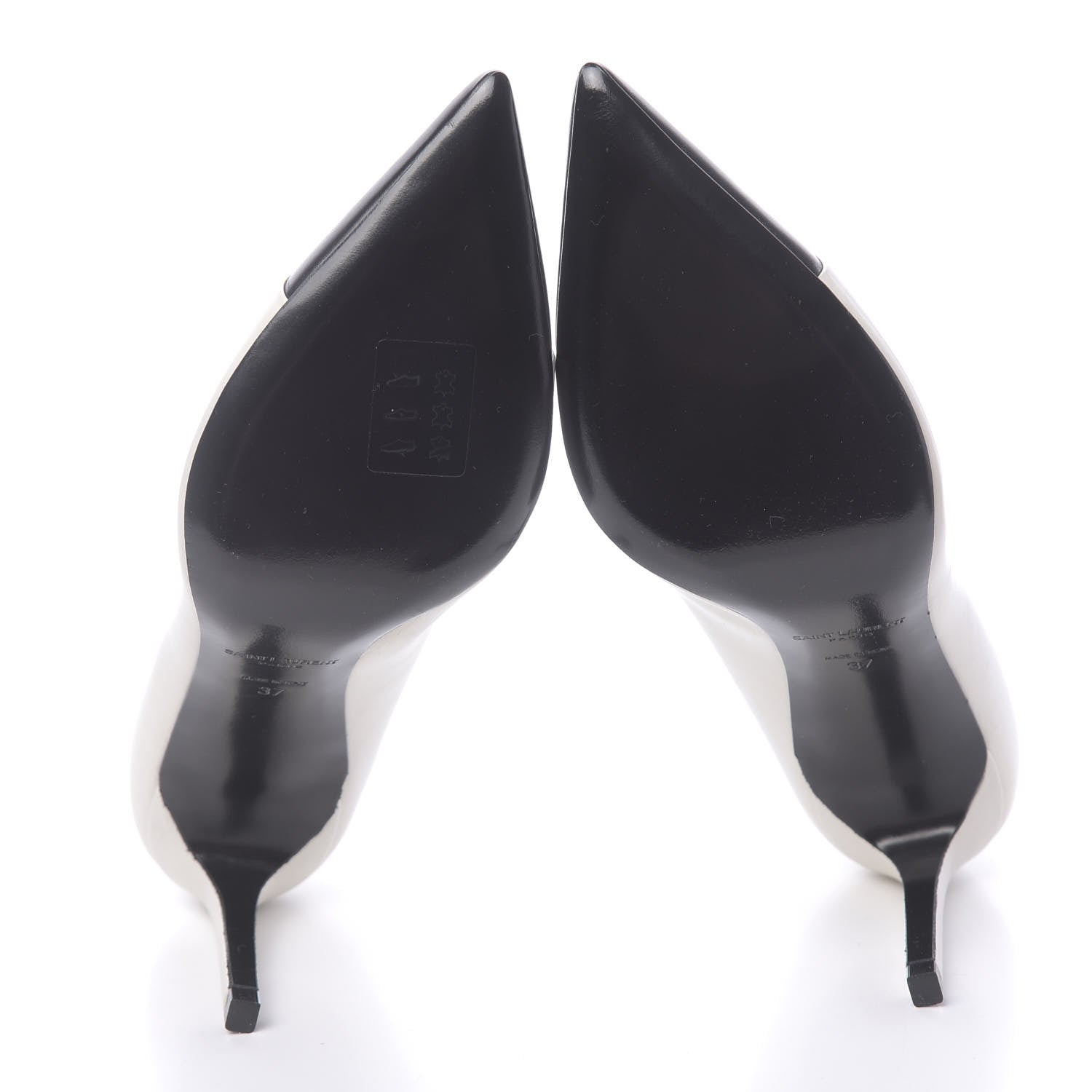 Saint Laurent Calfskin Bi-Color Cap Toe Pumps 37 Porcellana Black 5 of 9