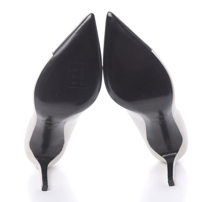 Saint Laurent Calfskin Bi-Color Cap Toe Pumps 37 Porcellana Black 5 of 9