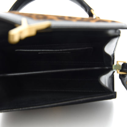 Saint Laurent Suede Leopard Print Mini Classic Monogram Cassandra Top Handle Manto Naturale Black 5 of 10