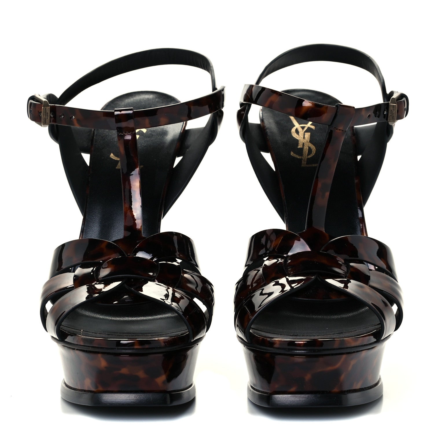 Saint Laurent Patent Tribute 105 Platform Sandals 40.5 Tortoiseshell 2 of 10
