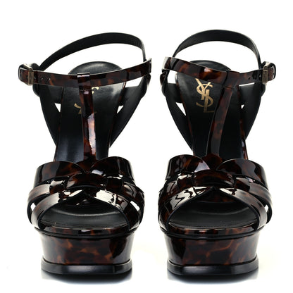 Saint Laurent Patent Tribute 105 Platform Sandals 40.5 Tortoiseshell 2 of 10