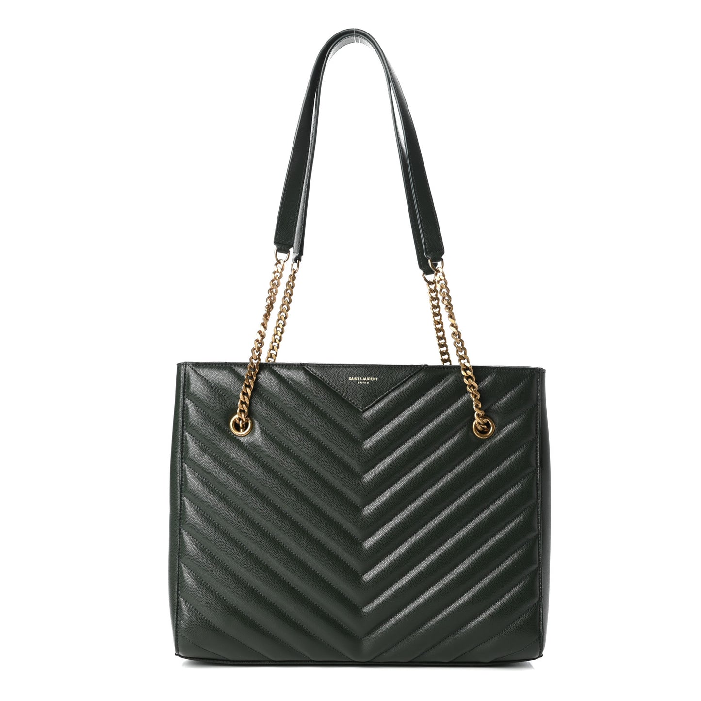 Grain de Poudre Matelasse Chevron Medium Tribeca Shopping Bag Vert Fonce