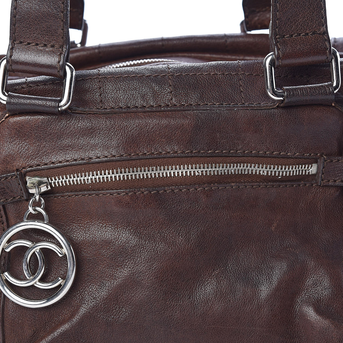 Calfskin Stitched Outdoor Ligne Bowler Brown