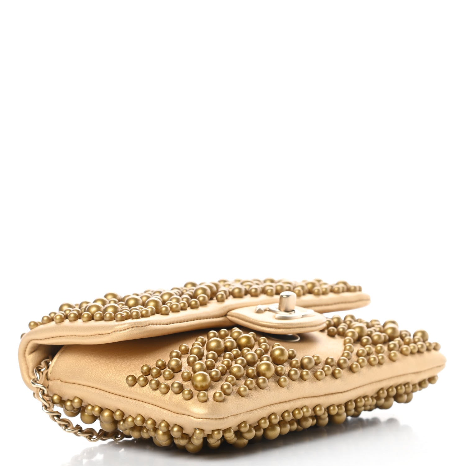 Chanel Lambskin Pearls Flap Gold 4 of 10
