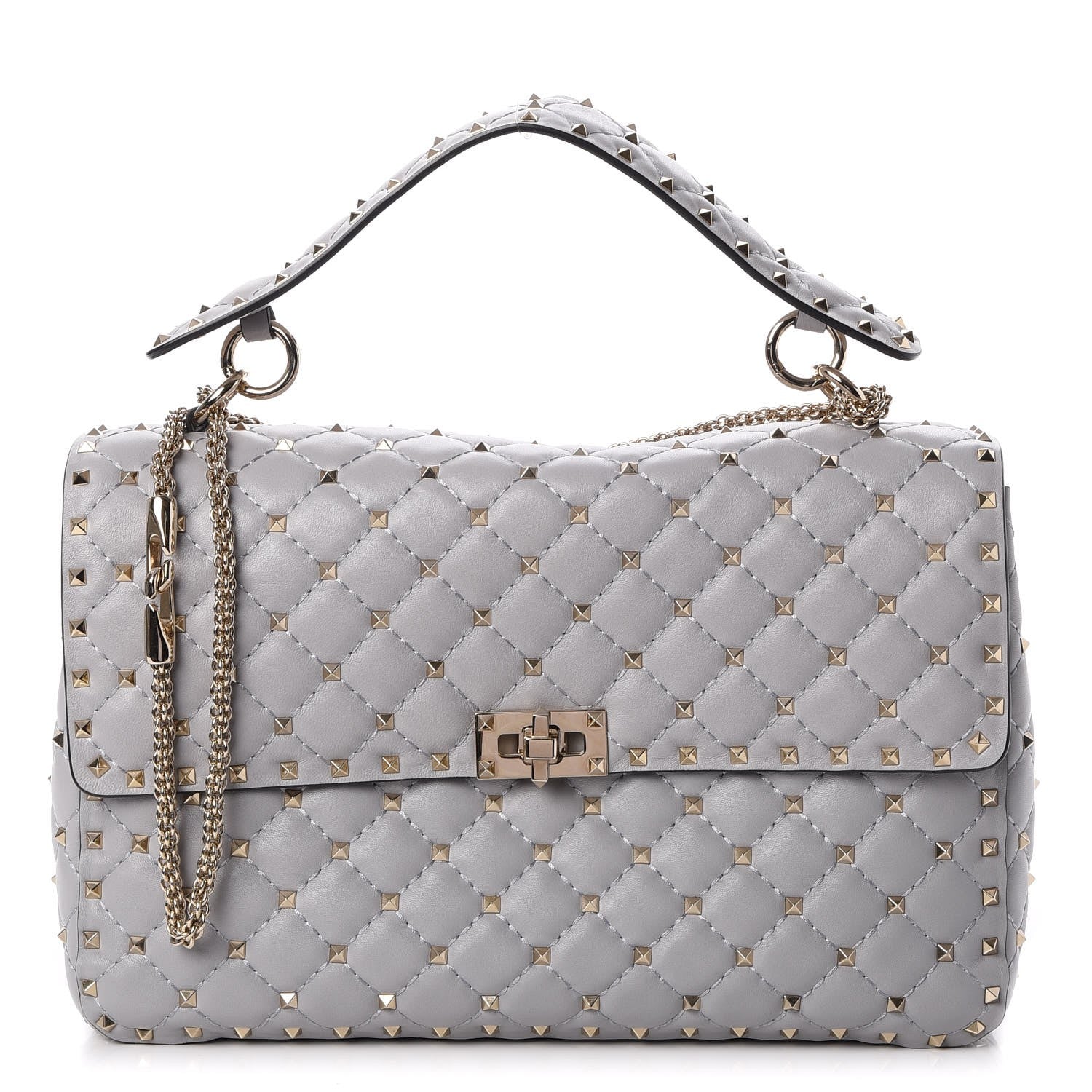 Valentino Garavani Nappa Large Rockstud Spike Shoulder Bag Pastel Grey 1 of 8