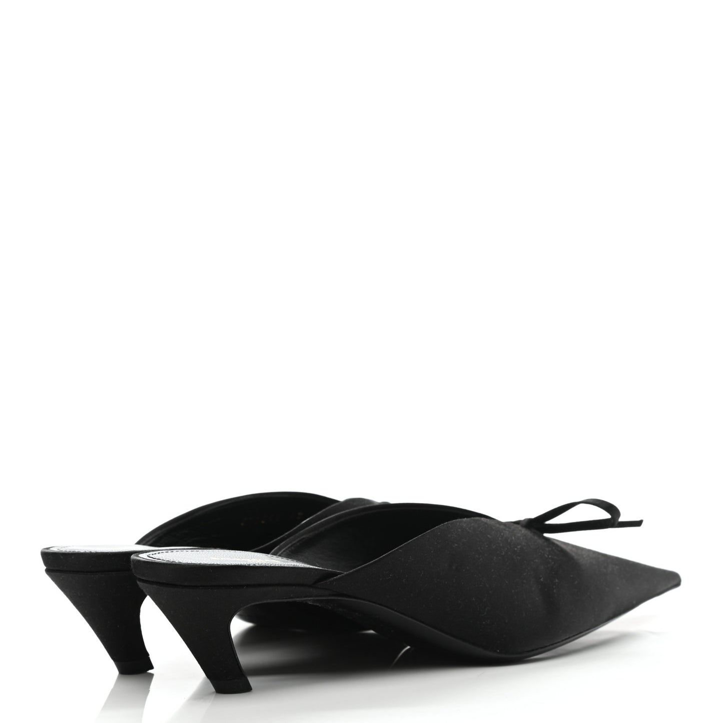 Satin Pointed Toe Knife Mules 40 Black