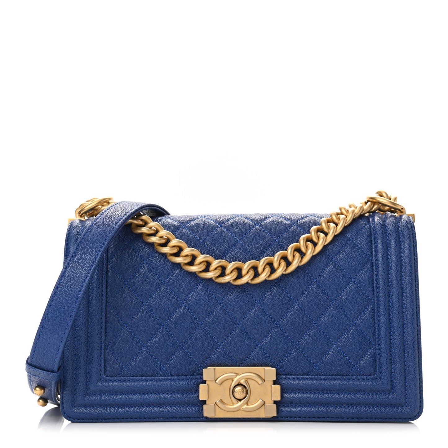 Caviar Quilted Medium Boy Flap Blue