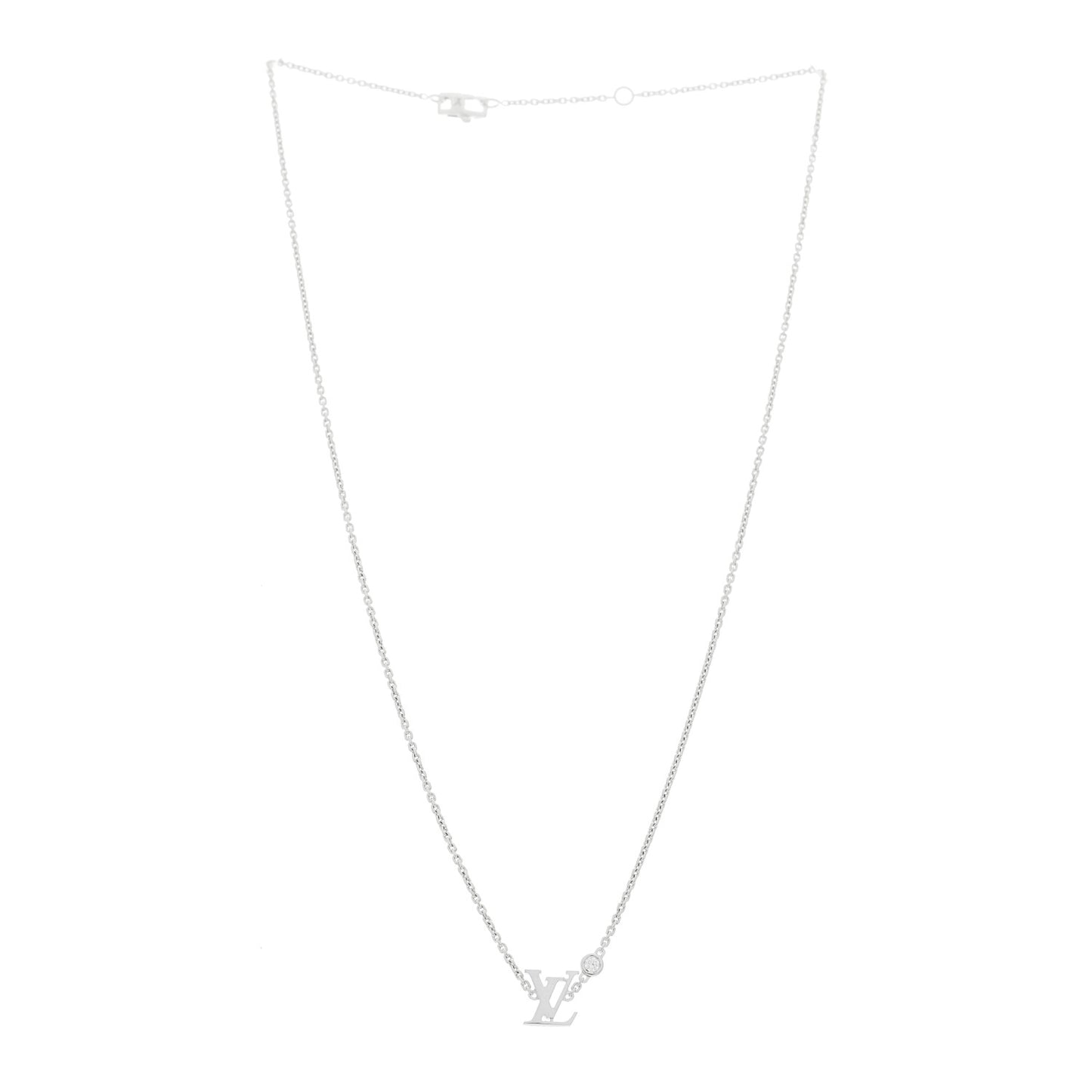 18K White Gold Diamond Idylle Blossom LV Pendant Necklace
