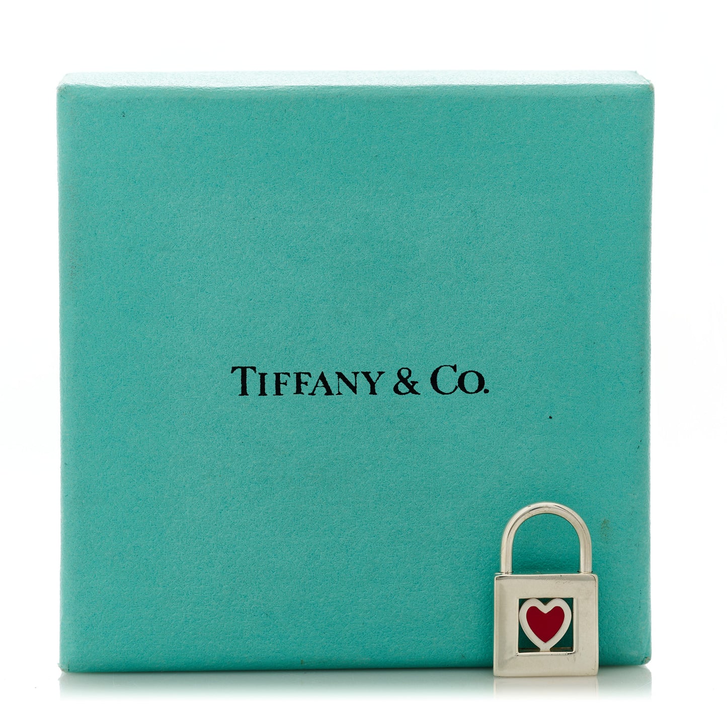 Sterling Silver Enamel Heart Pad Lock Charm Red