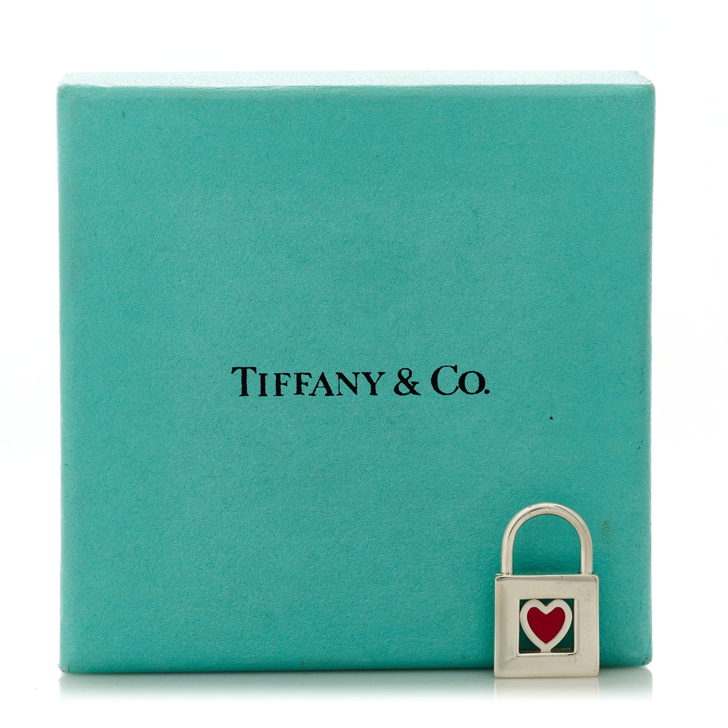 Tiffany Sterling Silver Enamel Heart Pad Lock Charm Red 4 of 4