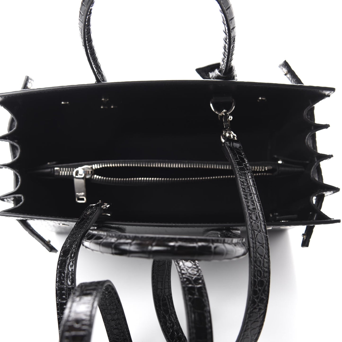 Calfskin Crocodile Embossed Baby Sac De Jour Black