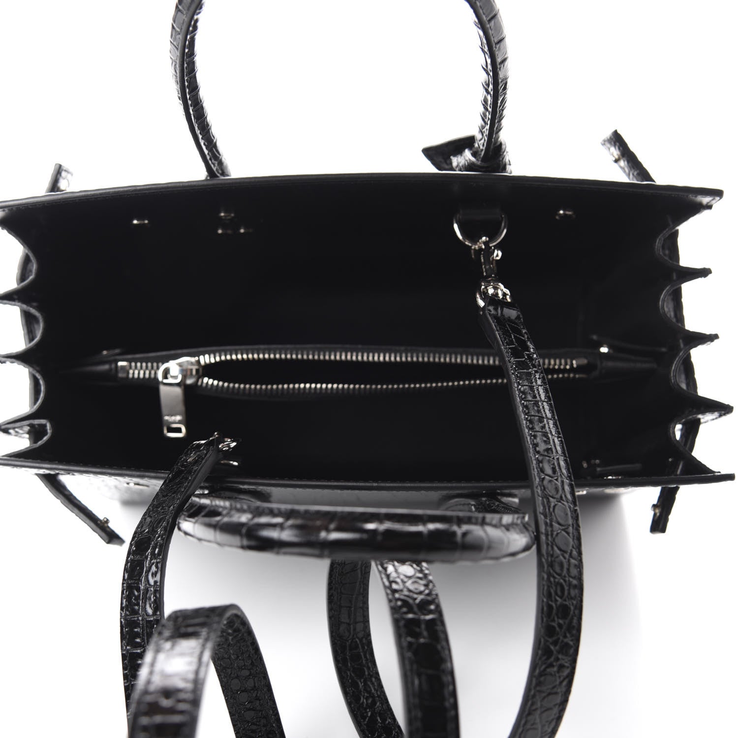 Saint Laurent Calfskin Crocodile Embossed Baby Sac De Jour Black 6 of 10