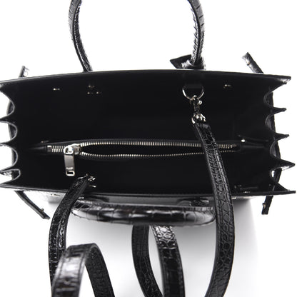 Saint Laurent Calfskin Crocodile Embossed Baby Sac De Jour Black 6 of 10