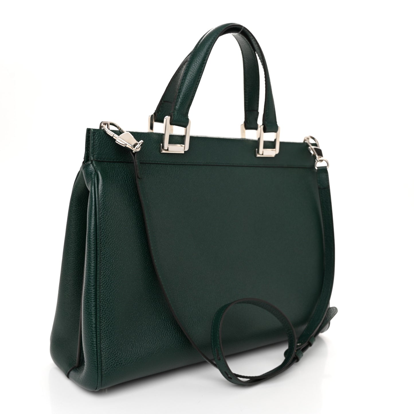Grainy Calfskin Small Zumi Top Handle Bag Vintage Green