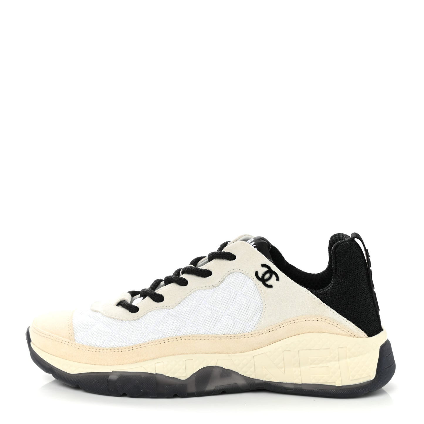 Mesh Suede Calfskin Quilted Sneakers 40.5 White Ivory