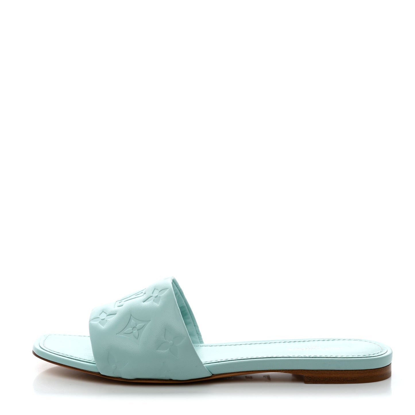 Lambskin Embossed Monogram Revival Flat Mules 38 Vert D'eau Green