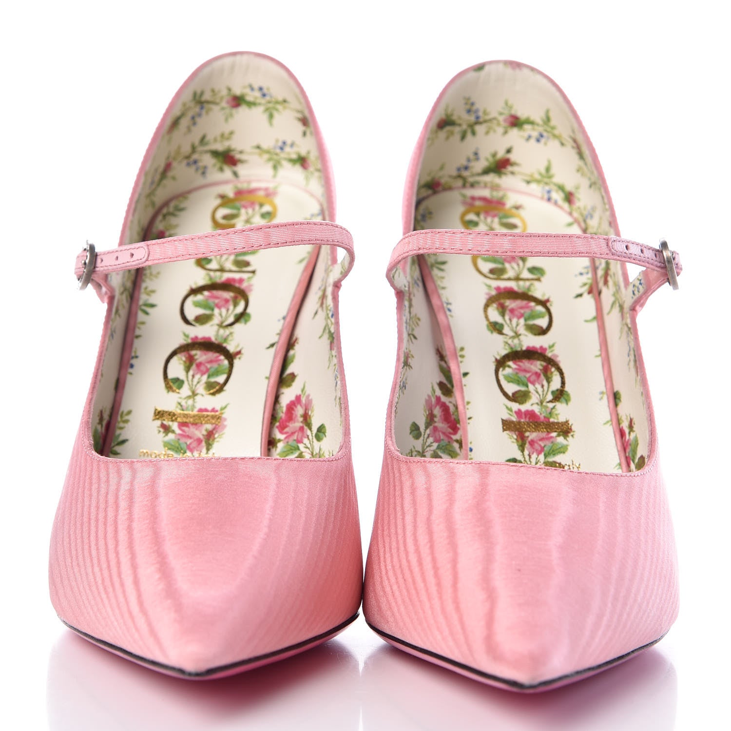Gucci Moire Fabric Virginia Mary Jane Pumps 39 Pink 2 of 8