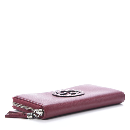 Gucci Pebbled Calfskin Studded Soho Zip Around Wallet Soft Burgundy 4 of 10