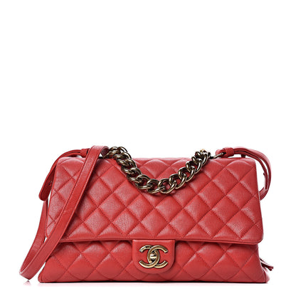 Chanel Shiny Sheepskin Quilted Large Trapezio Flap Red 1 of 12