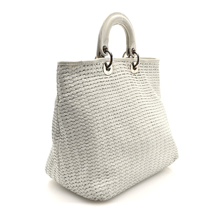Christian Dior Lambskin Woven Dior Tote White 3 of 9