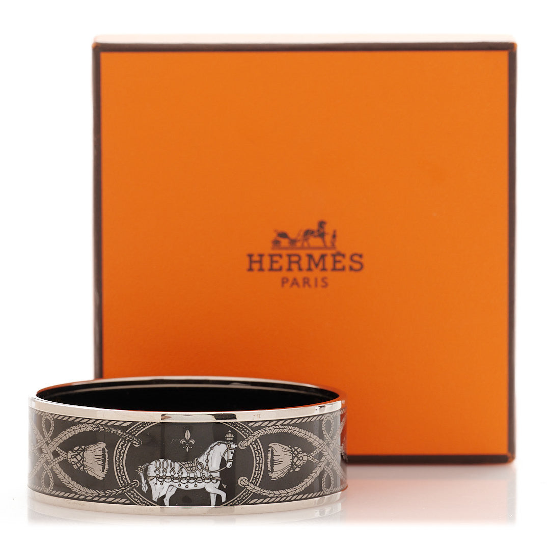 Enamel Printed Wide Grand Apparat Bracelet 65 Black