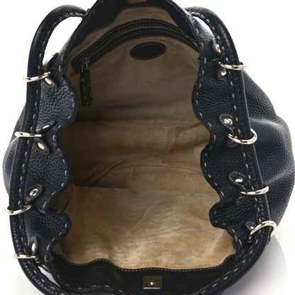 Fendi Calfskin Romano Selleria Small Bucket Black 4 of 8