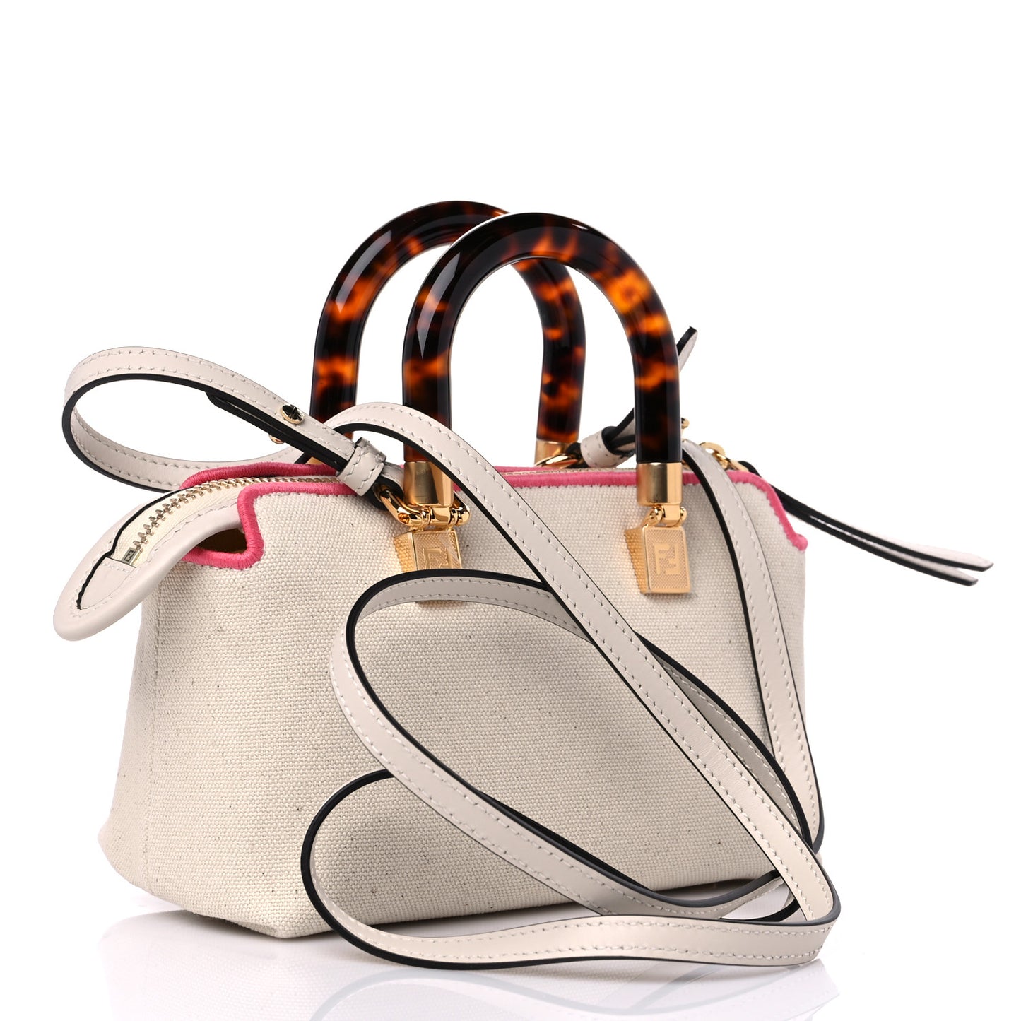 Canvas Vitello King Plexiglass Logo Embroidered Mini By The Way Top Handle Boston Bag Grezzo Pink Dalia