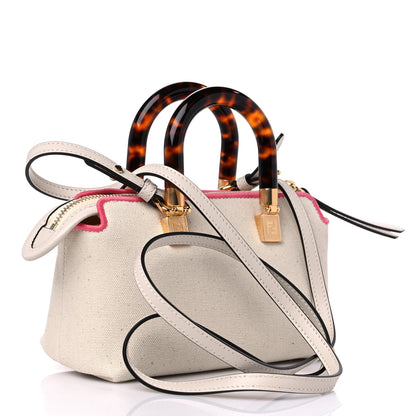 Fendi Canvas Vitello King Plexiglass Logo Embroidered Mini By The Way Top Handle Boston Bag Grezzo Pink Dalia 3 of 10