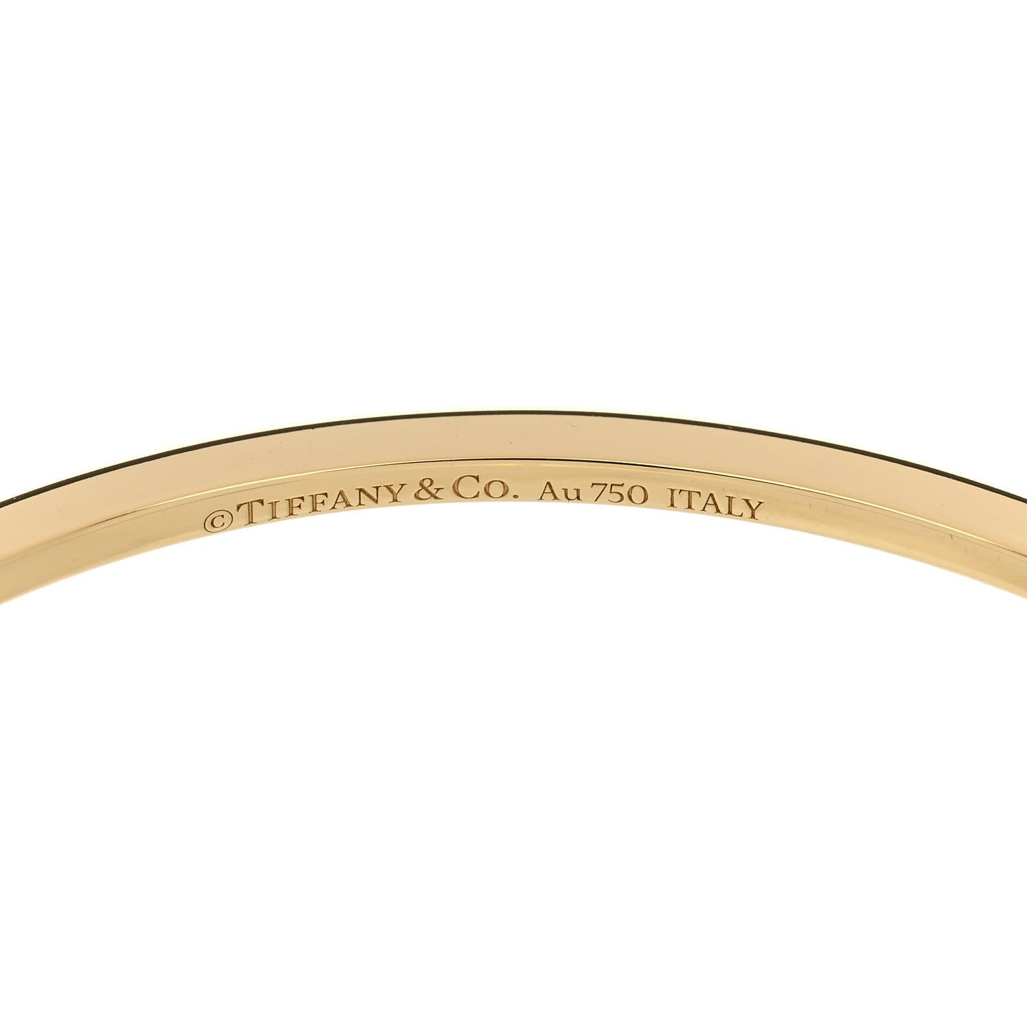 Tiffany 18K Yellow Gold Diamond T Hinged Wire Bangle Bracelet 3 of 3