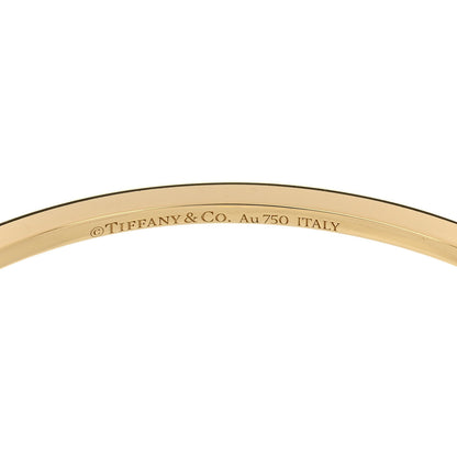 Tiffany 18K Yellow Gold Diamond T Hinged Wire Bangle Bracelet 3 of 3