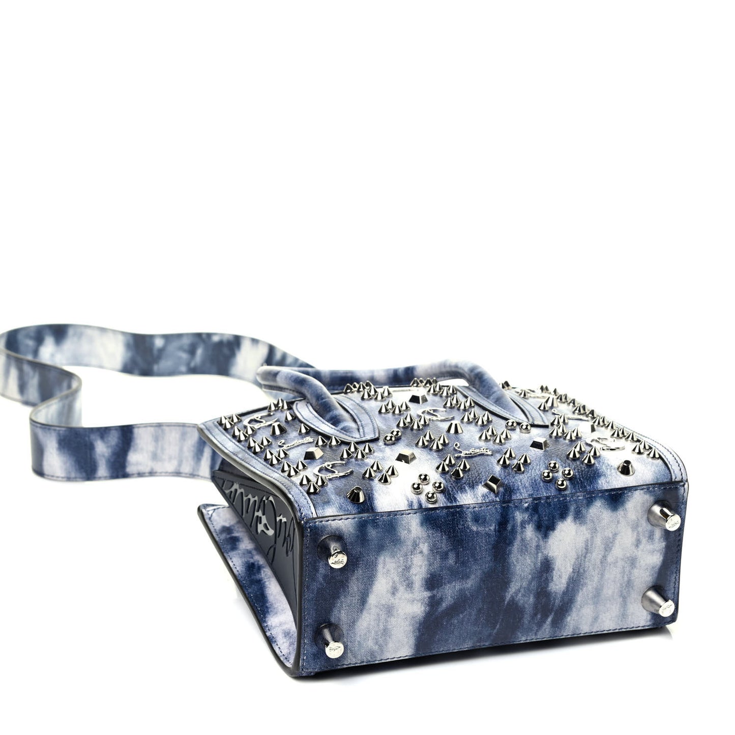 Metallic Calfskin Tie Dye Spikes Loubinthesky Mini Paloma Multicolor Silver